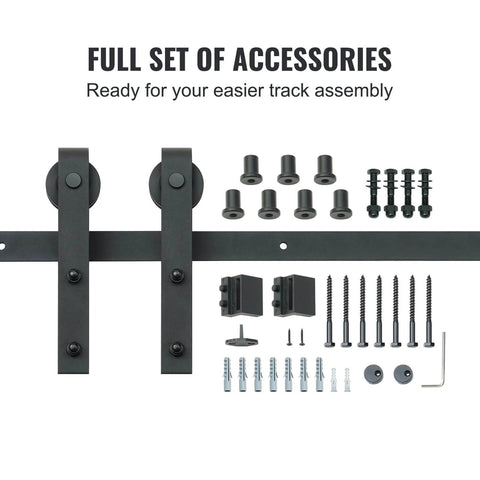 Eight Foot Sliding Barn Door Hardware Kit With 330 Lbs Capacity full set of mounting accessories and heavy duty track system