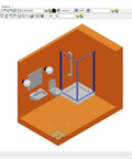 Lifetime 3D CAD Software For Home Design, Architecture And Engineering, AutoCAD Compatible showing bathroom layout design on Windows 11, 10, 8.1, 7