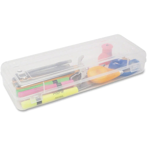 Stretch Art Box With Snap Shut Latch Clear Polypropylene Organizer For School And Art Supplies Durable Hinges And Double Clasp