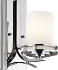 Hendrik 12 Inch One Light Wall Sconce in Satin Etched Cased Opal Glass Chrome Finish, side view showcasing opal glass and chrome