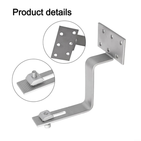 Rock Solid 304 Stainless Steel Solar Panel Roof Hooks For Tile Roofs With Built Tough Mounting Brackets And Self Tapping Screws showing metal mount with holes.