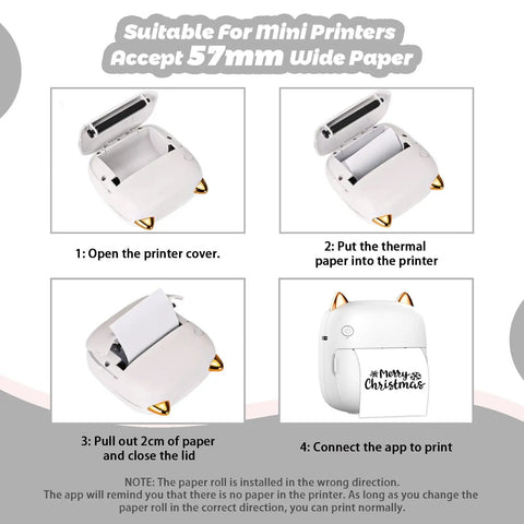 10 Roll Pack Mini Thermal Sticker Paper For Pocket Printers, BPA Free And BPS Free, High Quality Adhesive For Easy Peel Labels, Fits Most 2.2 Inch Printer Cartridges, Perfect For Photos On The Go, Labels, And Quick Tags. 57mm paper in mini printer