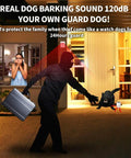 Outdoor Dog Bark Alarm With Motion Detector 1000 Foot Range Realistic Dog Bark Sounds Adjustable Volume Loud Alarm Welcome Ding Dong And Melodies Home Security Sensor For Yard Porch on a home porch with burglar deterrent graphic