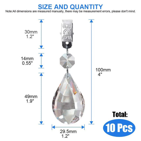 Set Of 10 Crystal Teardrop Tablecloth Weights With Metal Clips For Outdoor Picnics And Patio Tables AB Crystal Glass Prism