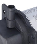 Close-up of the inlet fitting on a Rugged Self Circulating Engine Water Jacket Heater Designed To Beat The Freeze And Deliver Smooth Cold Weather Starts With Zero Hassle Plug And Go Convenience At One Twenty Volts.