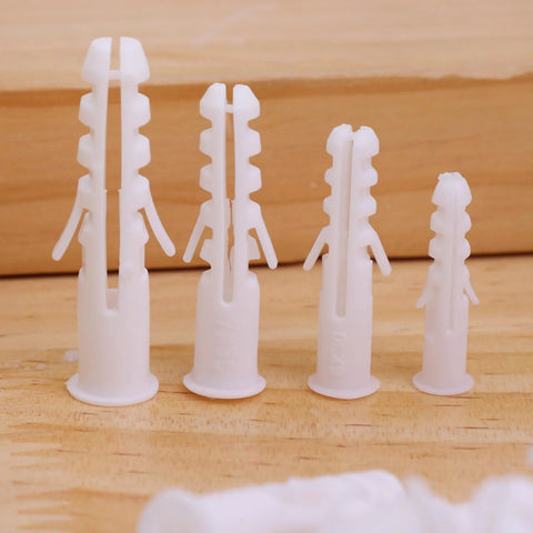 Set Of 100 White Plastic Wall Expansion Anchors 2.5 By 0.7 Cm Hollow Wall Plugs For Drywall Plasterboard Gypsum Board Mounting