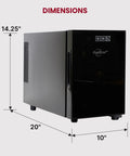 6 Bottle Freestanding Wine Cooler With Glass Door And Digital Temperature Control dimensions