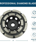 4 Inch Double Row Diamond Grinding Cup Wheel For Angle Grinder With 5/8-11 Arbor Delivers Fast Grinding On Concrete Granite Marble Masonry