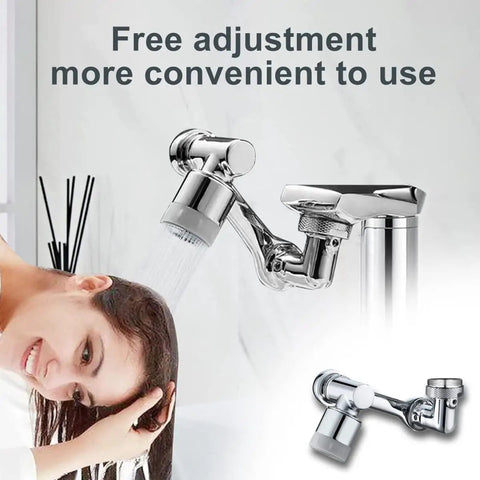 1080 Degree Rotating Faucet Aerator with Universal Splash Filter and Big Angle Swivel Extender for convenient hair washing