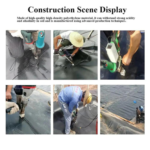 Workers using Heavy Duty 1600W Handheld Plastic Extruder Welder Gun For HDPE LDPE PP Pipe Welding in construction site.