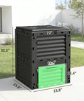 80 Gallon Outdoor Tumbling Compost Bin With Aeration Vents For Backyard Garden No Fuss Heavy Duty PP Tumbler with dimensions