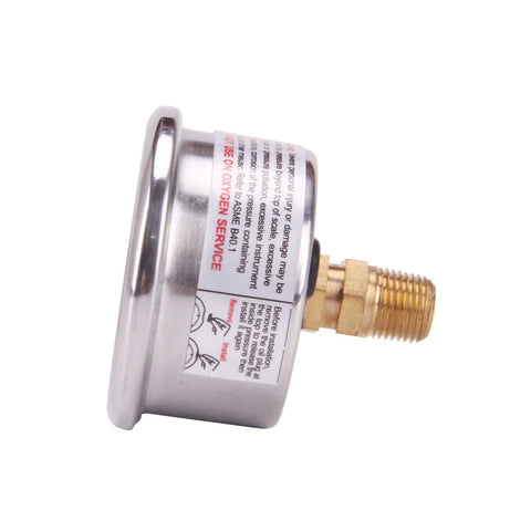 MeasureMan 1.5 in dial fuel pressure gauge, stainless steel case, liquid-filled, 0-60 psi, 1/8 in NPT center-back mount