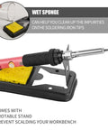 60W Soldering Iron Kit With 5 Interchangeable Tips And 10 In 1 Adjustable Temperature Soldering Tool on stand with sponge
