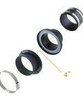 Oskool 4 Inch Magnetic Dust Collection Quick Connect Kit With Adapters Flex Cuffs Clamps for table saw, showcasing adapters and clamps.