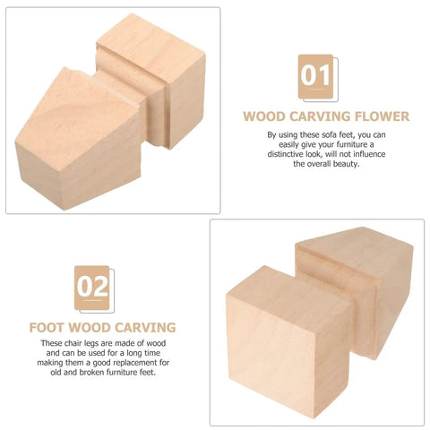 Solid Wood Carved Furniture Legs Set Of 4 Replacement Feet For Chair Table Sofa Cabinet Dresser Bed Durable Sturdy Support Easy DIY Install With Classic Rustic Look For Your Home close-up featuring two wooden legs with detailed carving.