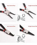 4 Pack Heavy Duty Snap Ring Pliers Set 7 Inch C Clip Pliers Kit With Straight And Bent Jaws for Internal and External Circlips