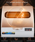 Compact Countertop Dishwasher With Smart Touch Interface And Fast Air Dry Mode built smooth, showcasing hot water washing.