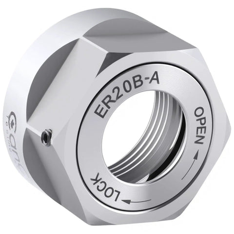 ER20B-A Hex Collet Chuck Nut Rock-Solid Balance To G2.5 At 18000 RPM For CNC Machining Hardened Alloy Steel With Integrated Bearing