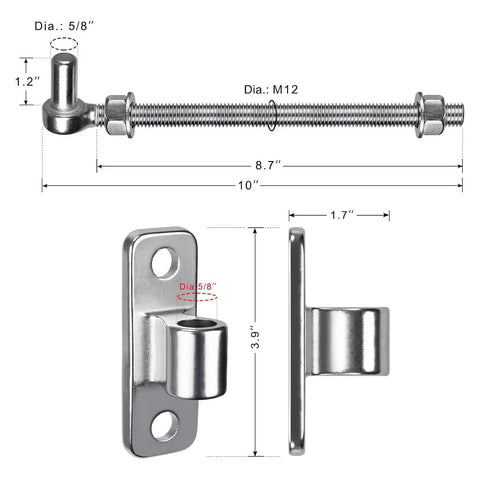 Sturdy Stainless Steel Gate Hinge For Wood, Metal, Or Brick Posts Easy Install Wall Mount With Eye Hinge Plate No Weld Design Rust Resistant 10 Inch Gate Hardware