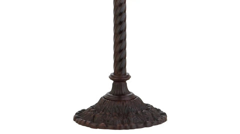 Base of Bronze Tiffany Style Torchiere Floor Lamp 68.57 Inch Tall With Handcrafted Multicolor Stained Glass Bowl Shade Traditional Art Deco Metal