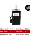 Front view of 42HS34-YC-PD NEMA 17 stepper motor, 12V, 1.3A, 34mm length, 4-lead for milling machines