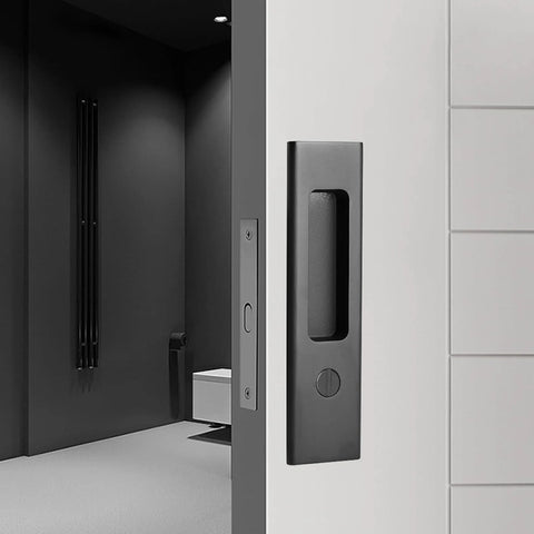 6.3 Inch Privacy Pocket Door Lock Hardware For Double Barn Doors Keyless Mortise Lock Sliding Door System In Black Durable