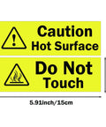 Large Hot Surface Warning Stickers Pack Ten Self Adhesive Vinyl Signs Keep Hands Off For Machinery Engines Exhaust Pipes And Kitchen Equipment Easy Peel Safety Labels To Warn People About Temperature Danger with dimensions of 5.91 x 1.97 inches