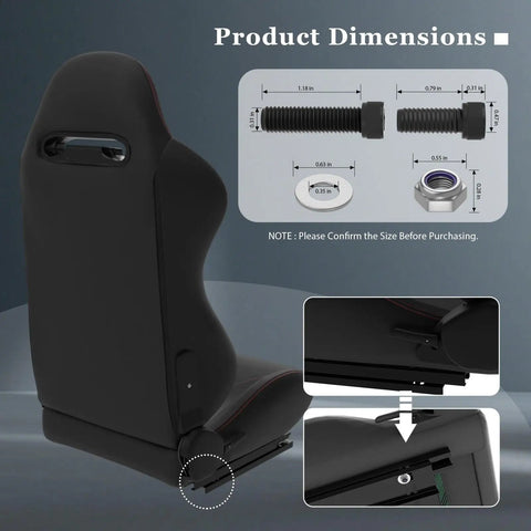 Bottom Mount Racing Seat Hardware Kit With Nuts Bolts And Washers For Quick Easy Sliders Mounting And Seat Brackets dimensions