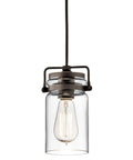 Brinley 7.75 Inch Kitchen Pendant In Olde Bronze With Clear Glass 1 Light Mini Farmhouse Pendant For Over Kitchen Islands Sinks And Dining Tables Industrial Modern Lighting
