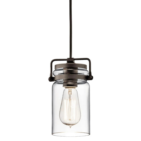 Brinley 7.75 Inch Kitchen Pendant In Olde Bronze With Clear Glass 1 Light Mini Farmhouse Pendant For Over Kitchen Islands Sinks And Dining Tables Industrial Modern Lighting