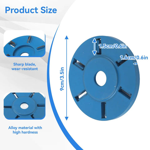 Heavy Duty Six Tooth Wood Carving Disc For Angle Grinder Beast Mode Stump Remover And Milling Cutter Flat Blade, 9cm size.