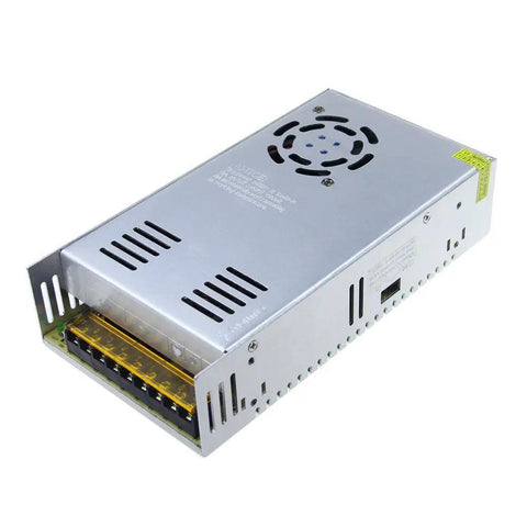 Beefy Workhorse Universal AC to DC Power Supply 12V 30A 360W with three channels, vented metal casing, top view