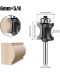 Solid Half Round Router Bit For Woodworking With 6mm 12mm Or 1/4 Inch Shank For Creating Sweet Convex Profile Edges And Perfect Curved Decorative Trim On Your Next DIY Project, shown with measurements.