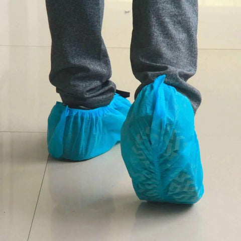 Disposable Kids Shoe Covers Non Slip Blue 50 Pack 25 Pairs Stretchable Nonwoven Fabric Durable for US Children Size 8 to 13.5 1 to 4