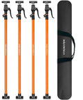 Get The Crew With This Adjustable Cabinet Jack Support Pole set featuring four orange poles and a carrying case for easy storage.