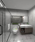 Bathroom with Extra Wide Concrete Texture Peel And Stick Wallpaper Grey Contact Paper 32x394 Inch Matte Thick Adhesive.