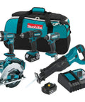 18V LXT Cordless 5 Piece Combo Kit With Hammer Drill And Impact Driver Includes 3.0Ah Batteries And Charger