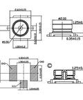 Technical diagram of Coaxial RF Connector Set For UFL Solder PCB Mount 50 Pack Socket Kit dimensions for WiFi antennas