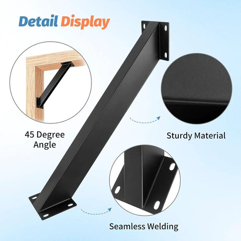 Beefy 8 Piece Heavy Duty Connector Brace Kit With 45 Degree Angle Brackets For Beams And Posts, Wood Structure Support For Pergolas Gazebos And Patios, Steel Black Finish, Durable Diy Outdoor Project
