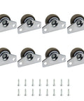 Ultra Low Profile Mini Caster Wheels Side Mount Brackets Glides Slick Heavy Duty Flat Plate Rollers 1.25 Inch Diameter with screws.