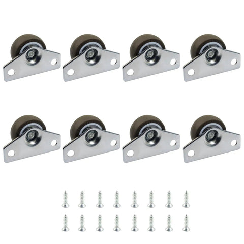 Ultra Low Profile Mini Caster Wheels Side Mount Brackets Glides Slick Heavy Duty Flat Plate Rollers 1.25 Inch Diameter with screws.