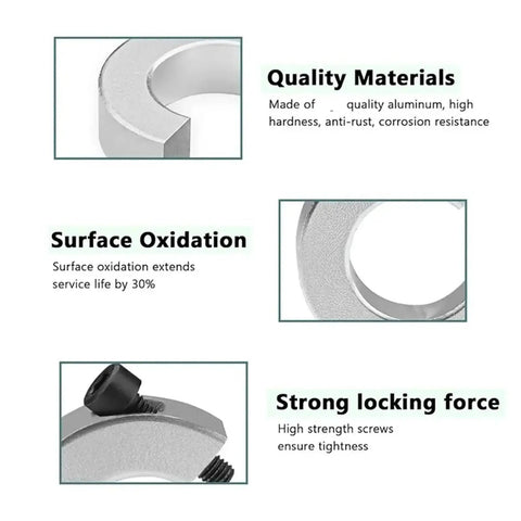 Six Pack Fixed Locking Shaft Collars Heavy Duty Carbon Steel Zinc Plated Corrosion Free Perfect For Linear Rails Motors Gearboxes clamp detail