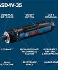 4V Max USB C Rechargeable Screwdriver With Dual Activation For On The Go Use Ultra Compact Design Lightweight Under 1 Lb Features