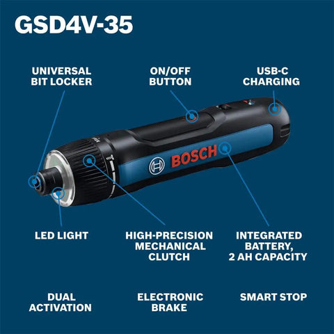 4V Max USB C Rechargeable Screwdriver With Dual Activation For On The Go Use Ultra Compact Design Lightweight Under 1 Lb Features