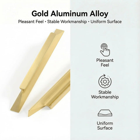 Gold Cabinet Handles 10 Pack 3-3/4 Inch Brushed Brass Drawer Pulls shown in gold aluminum alloy