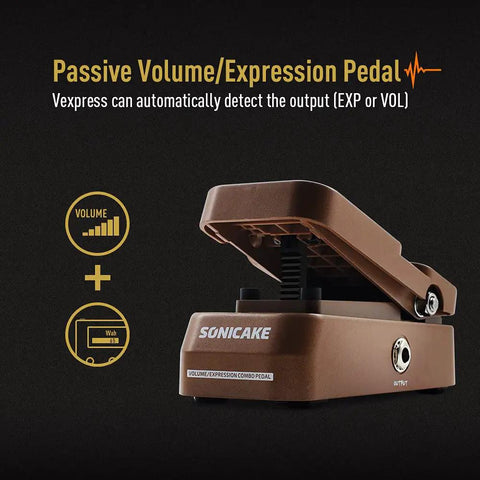 Passive Volume And Expression EXP Pedal For Guitar And Keys Mini 2 In 1 Volume And Expression Pedal With TRS Cable displayed.