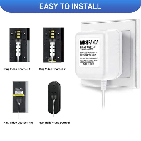 24 Volt Doorbell Transformer With C Wire Adapter for Nest Hello Honeywell and Sensi Thermostats Easy Install Images