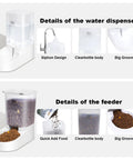 Details of Straight Up Gravity Dog And Cat Feeder Set With Auto Water Dispenser, clear body and big groove for easy feeding.