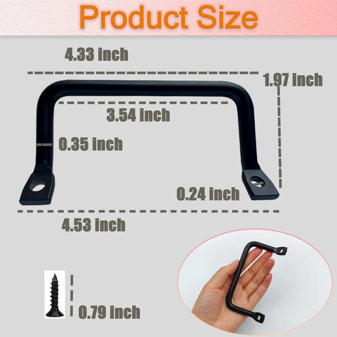Set Of 4 Black Tableware Tray Handles And Serving Tray Pulls For Trays And Cabinets Cutting Board Hardware size and dimensions