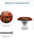 Fresh Modern Cabinet Knobs 2 Pack With Smooth Surface And Dope Red Flower Design For Dressers Drawers And Cupboards, 1.1 inch diameter knobs.